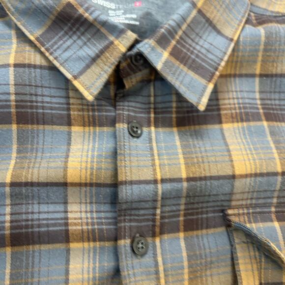 Swiss Tech Flannel Shirt Long Sleeve Button Up Mens 3XL Multicolor - Picture 4 of 5